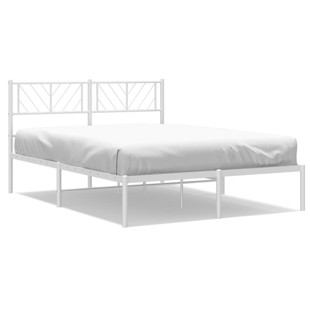 Metal Bed Frame without Mattress with Headboard White 140x200cm