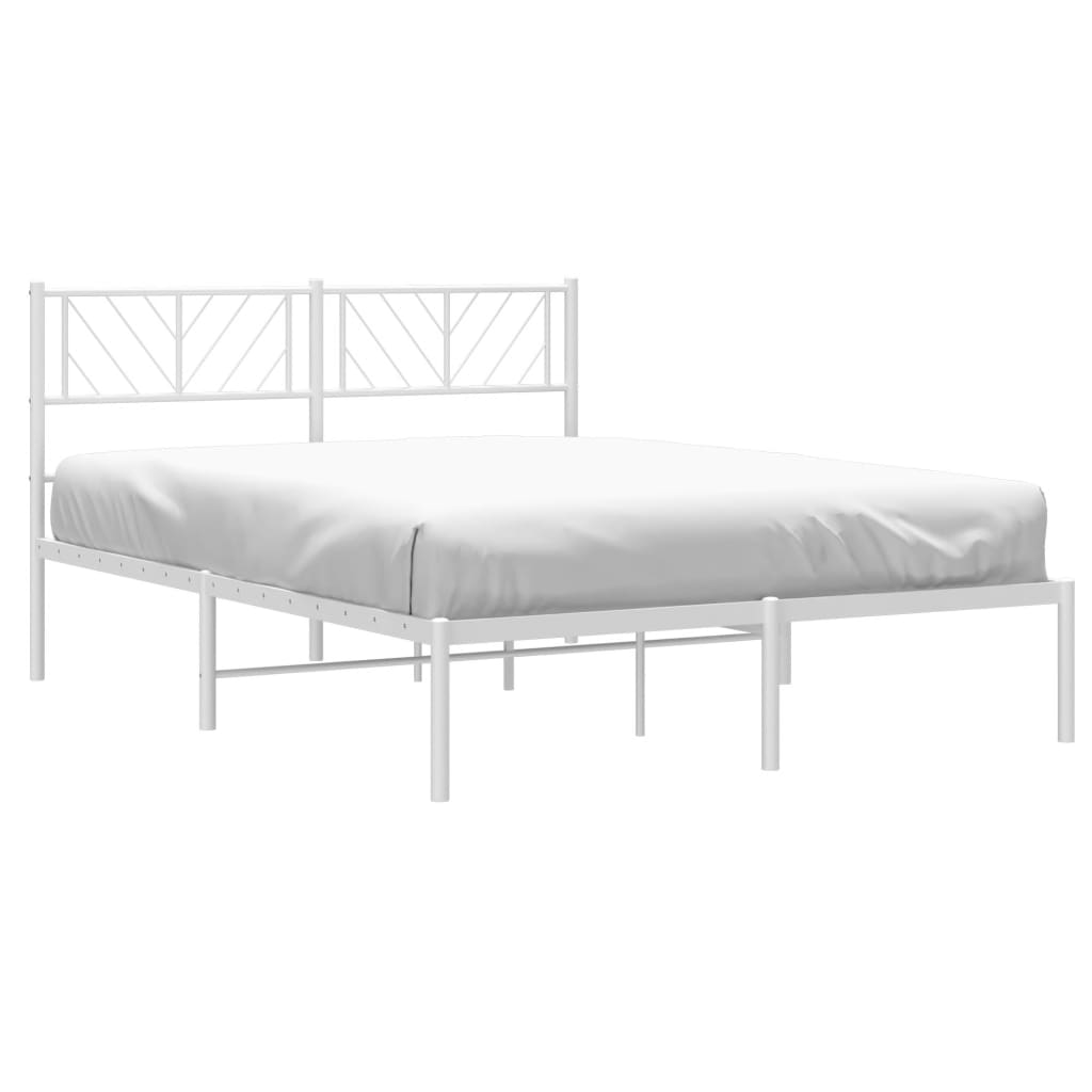 Metal Bed Frame without Mattress with Headboard White 140x200cm