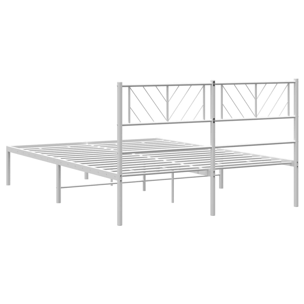 Metal Bed Frame without Mattress with Headboard White 140x200cm