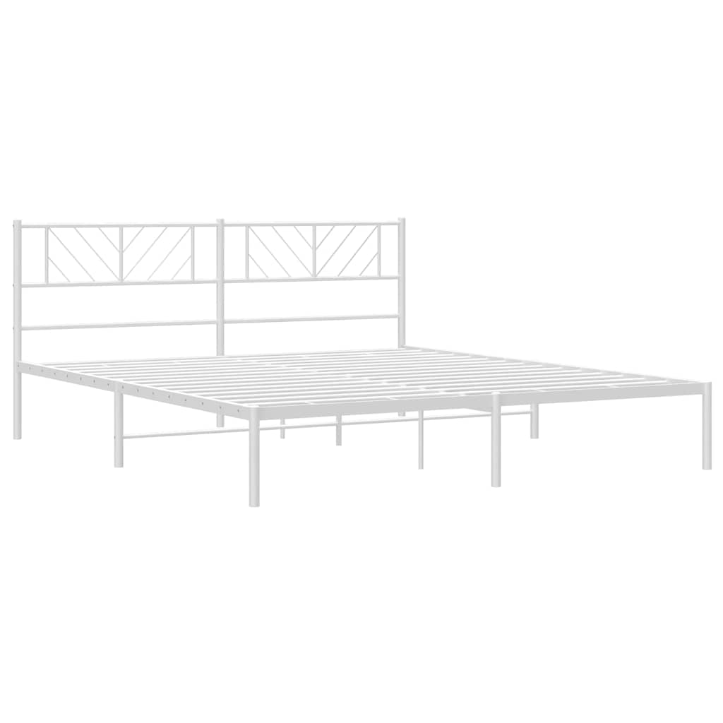 Metal Bed Frame without Mattress with Headboard White 183x213cm
