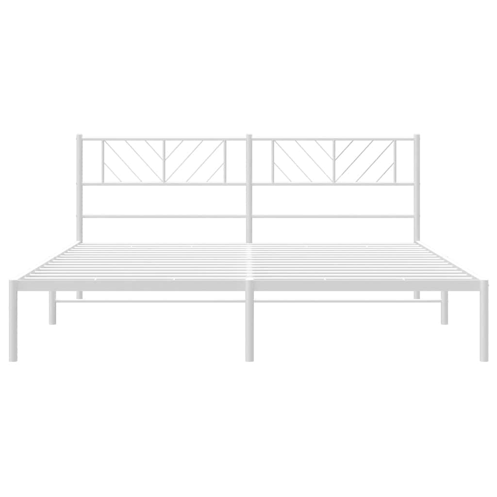 Metal Bed Frame without Mattress with Headboard White 183x213cm