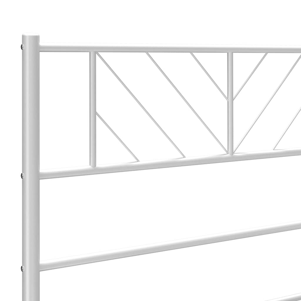 Metal Bed Frame without Mattress with Headboard White 193x203cm
