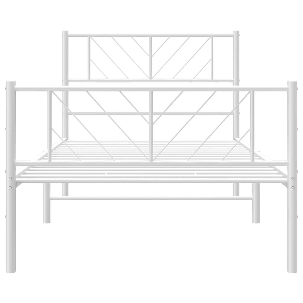 Metal Bed Frame without Mattress with Footboard White 100x190cm