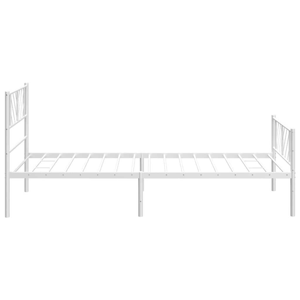 Metal Bed Frame without Mattress with Footboard White 100x190cm