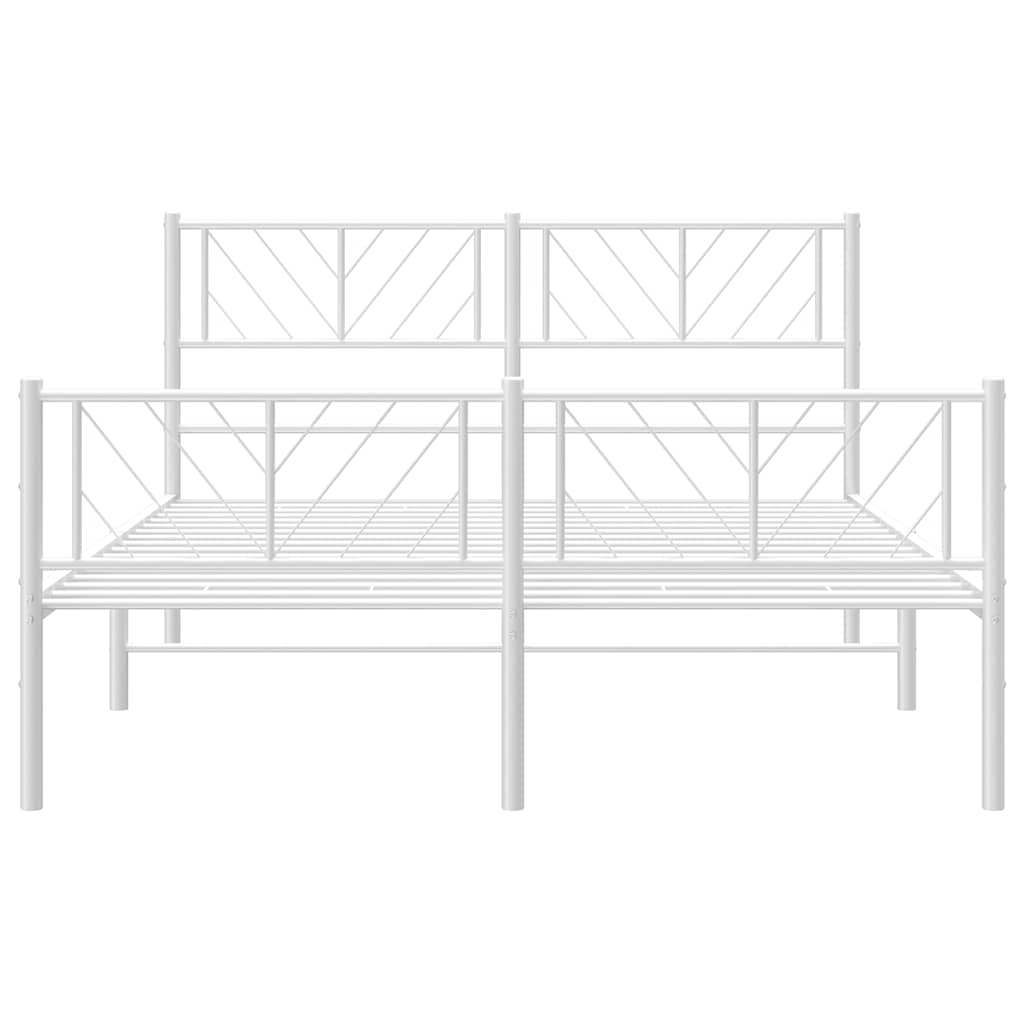 Metal Bed Frame without Mattress with Footboard White 135x190cm