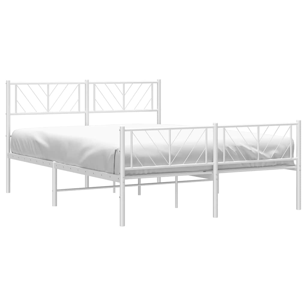 Metal Bed Frame without Mattress with Footboard White 150x200cm