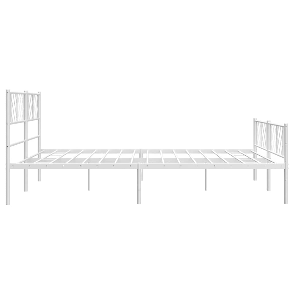 Metal Bed Frame without Mattress with Footboard White 193x203cm