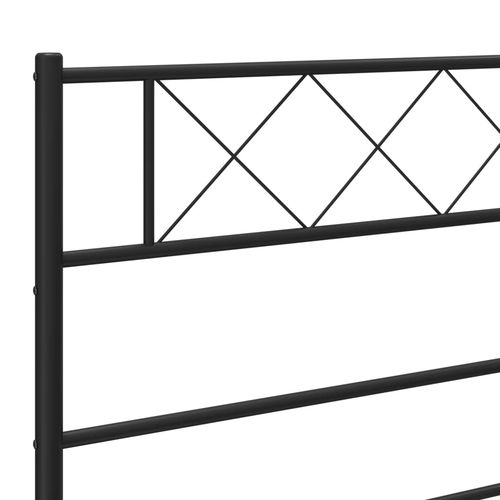 vidaXL Metal Bed Frame without Mattress with Headboard Black 75x190cm