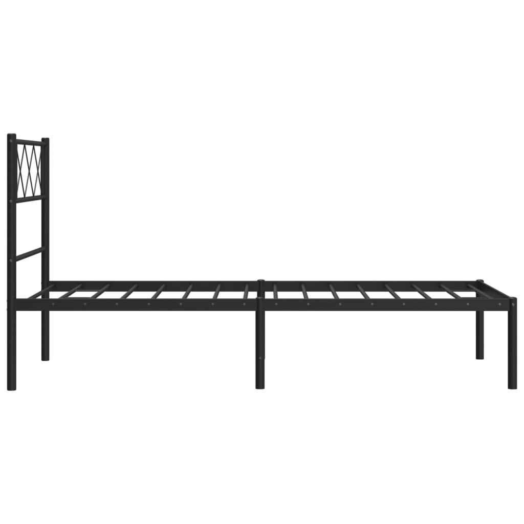 Metal Bed Frame without Mattress with Headboard Black 80x200cm