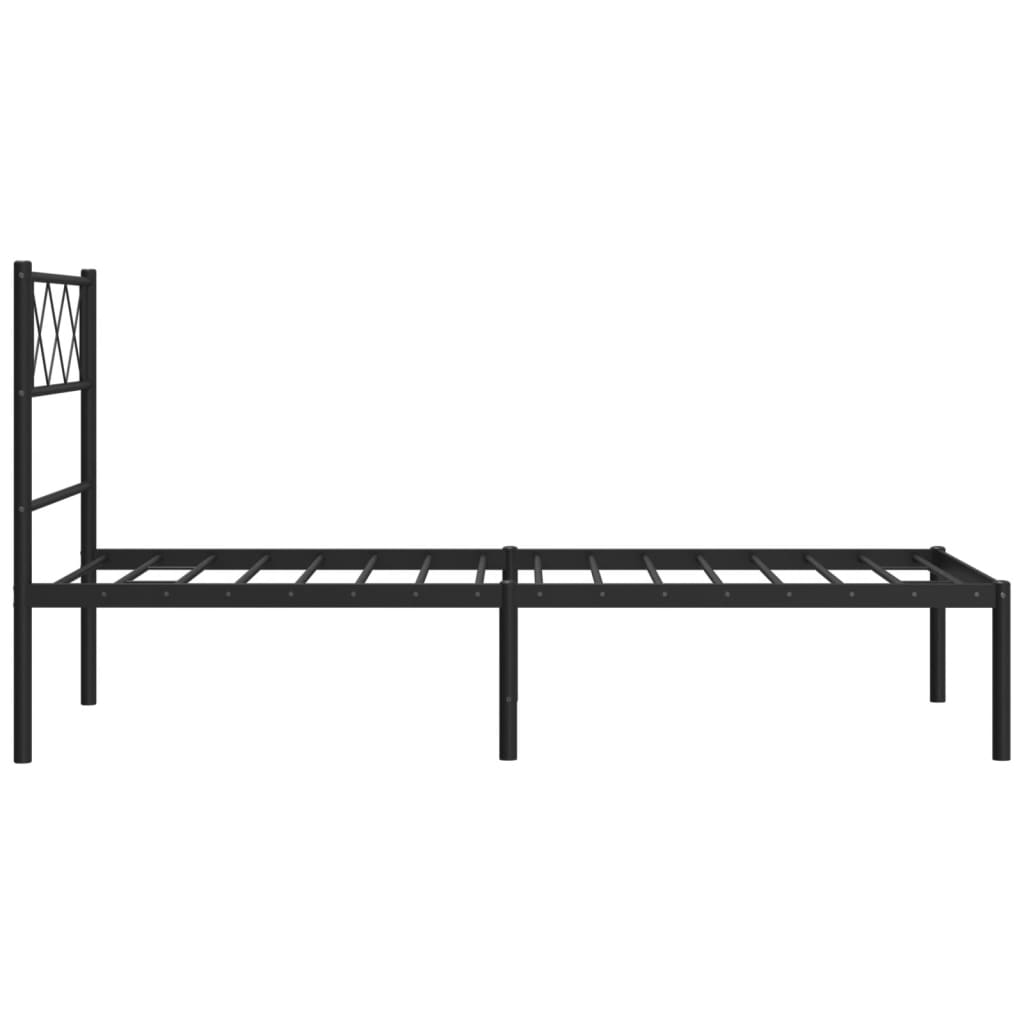 Metal Bed Frame without Mattress with Headboard Black 107x203cm