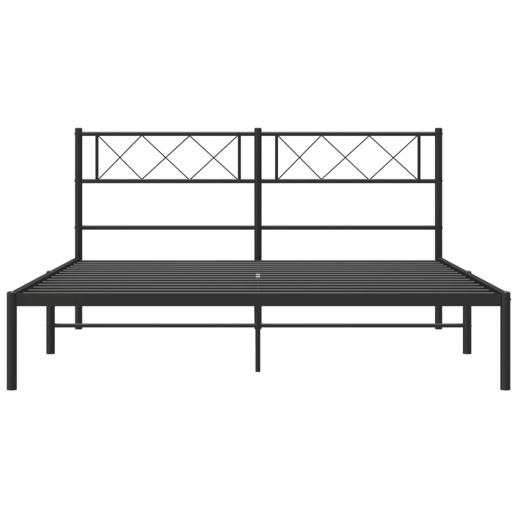Metal Bed Frame without Mattress with Headboard Black 120x190cm