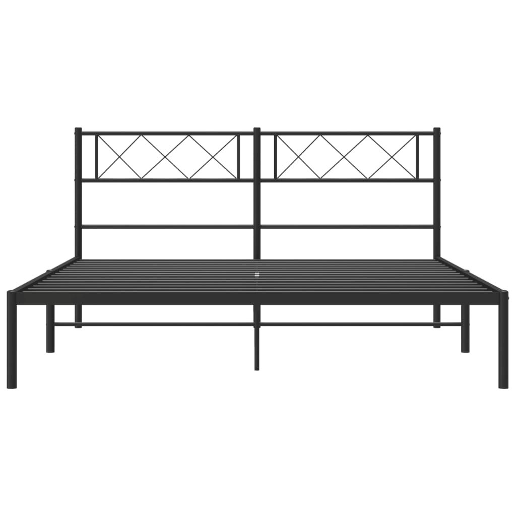 vidaXL Metal Bed Frame without Mattress with Headboard Black 120x200cm