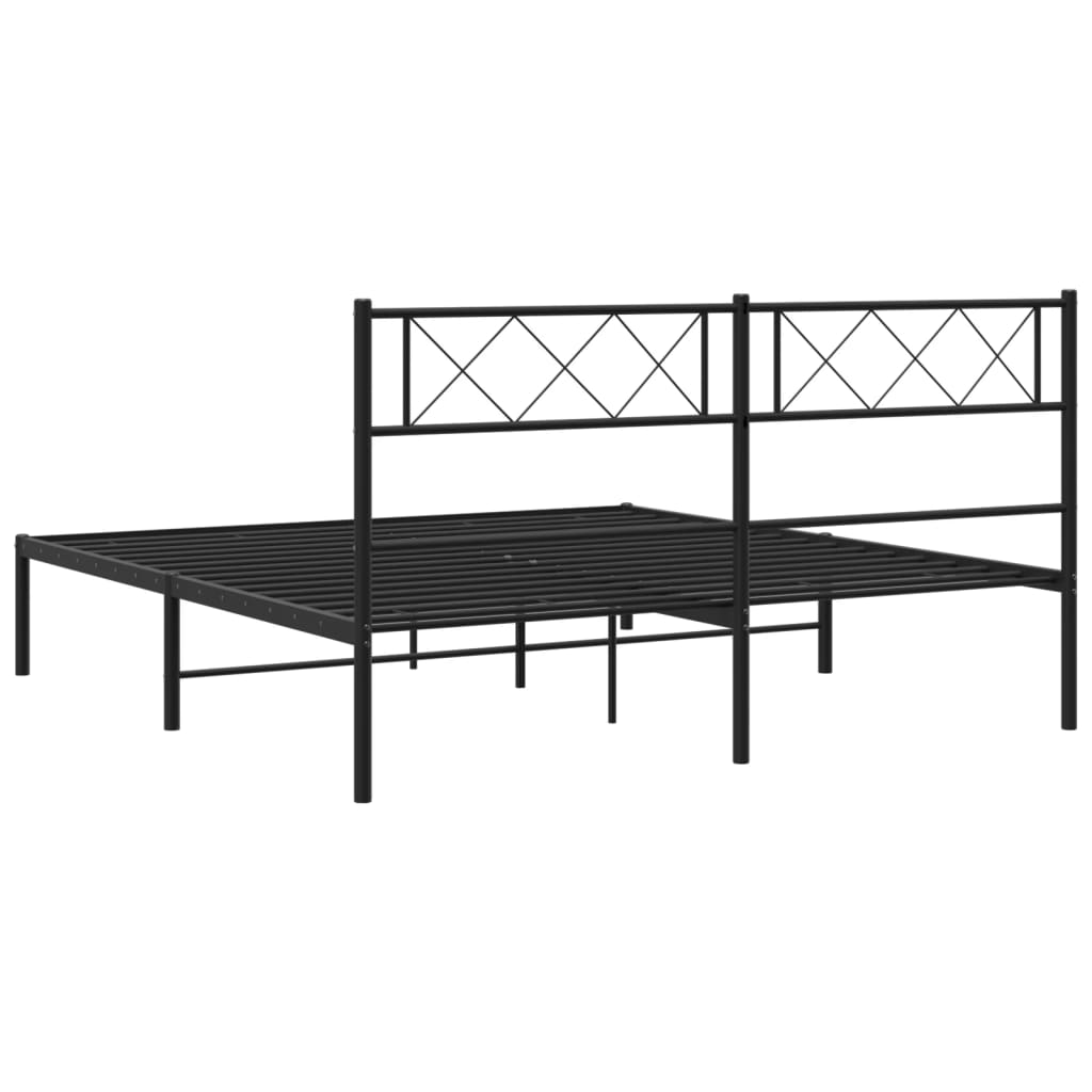 vidaXL Metal Bed Frame without Mattress with Headboard Black 120x200cm