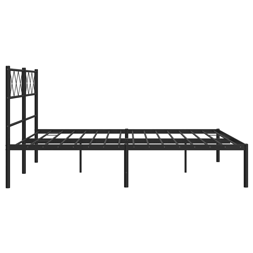 Metal Bed Frame without Mattress with Headboard Black 150x200cm