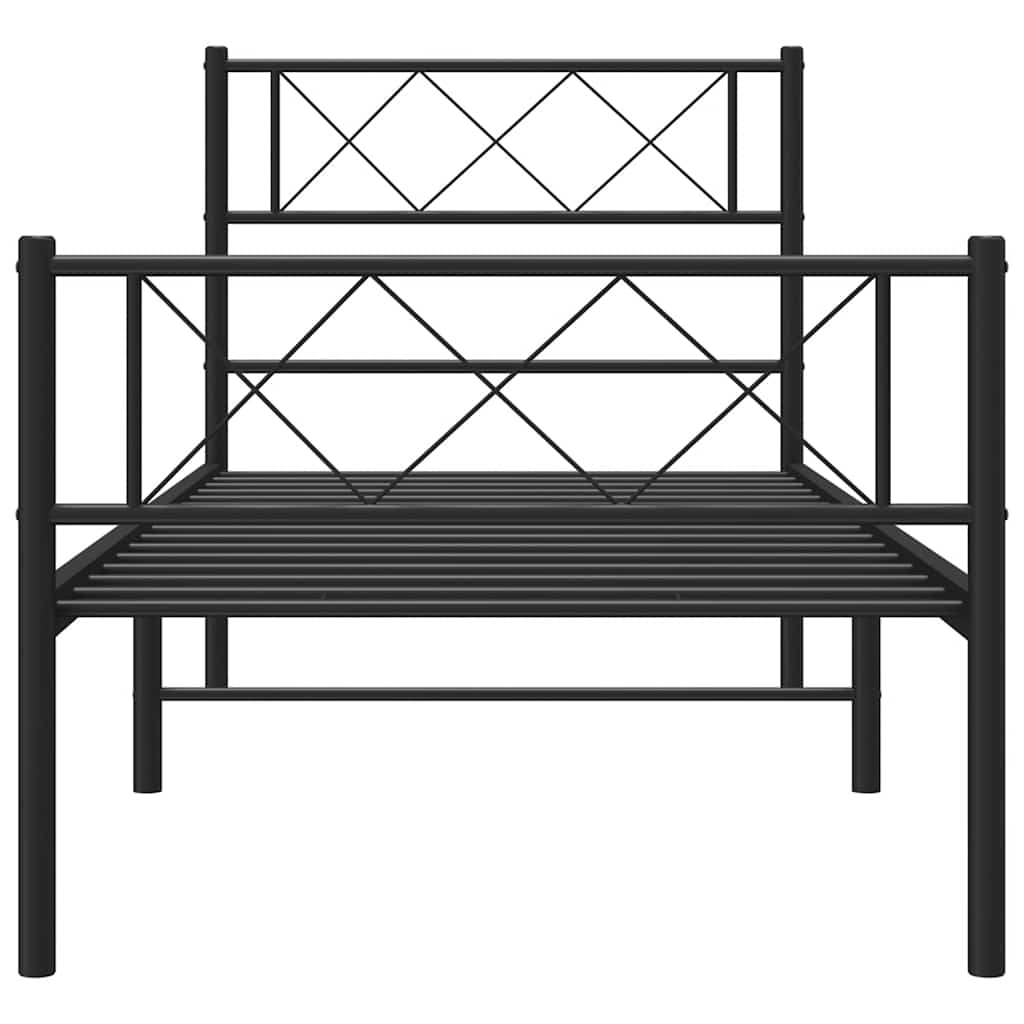 Metal Bed Frame without Mattress with Footboard Black 100x200cm
