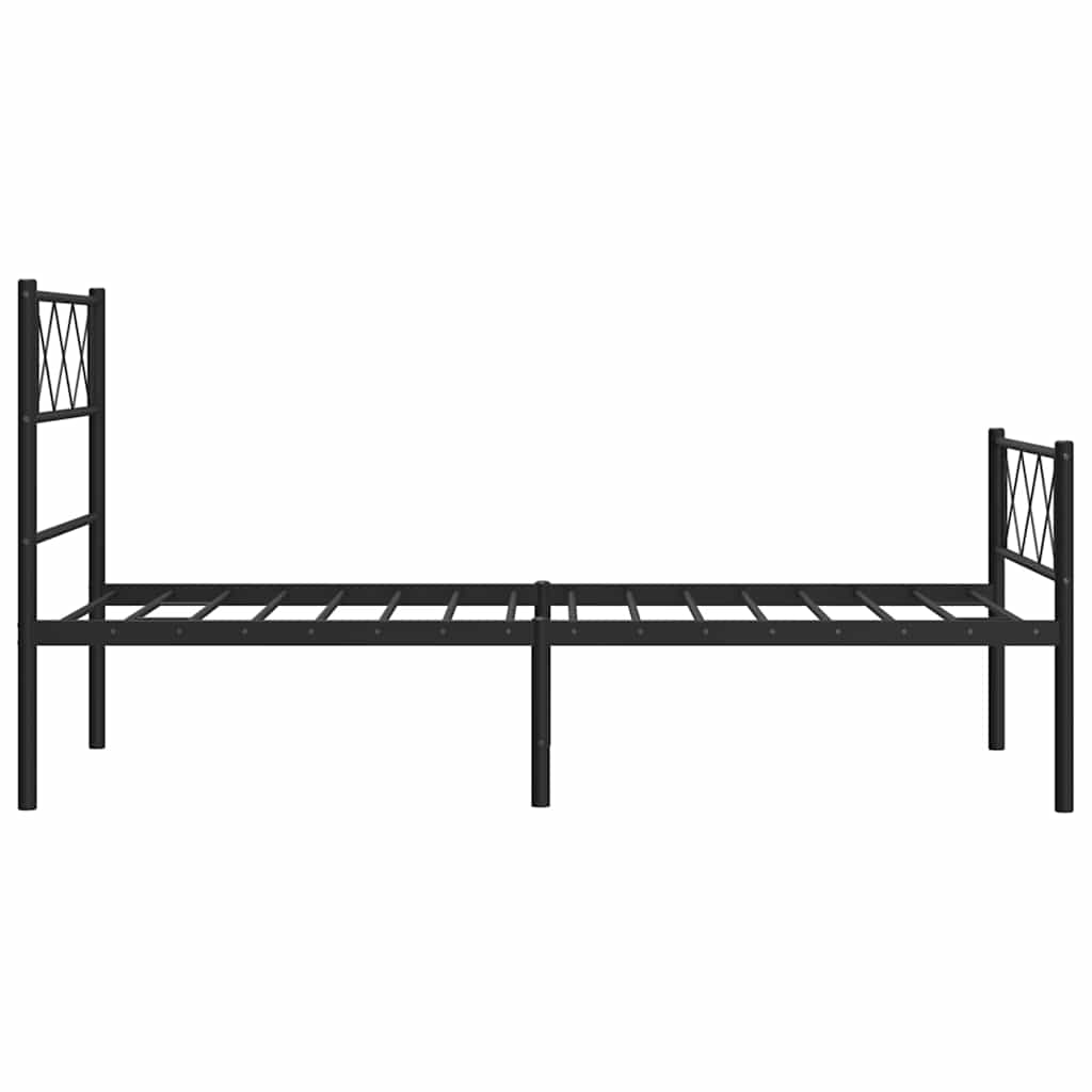 Metal Bed Frame without Mattress with Footboard Black 100x200cm