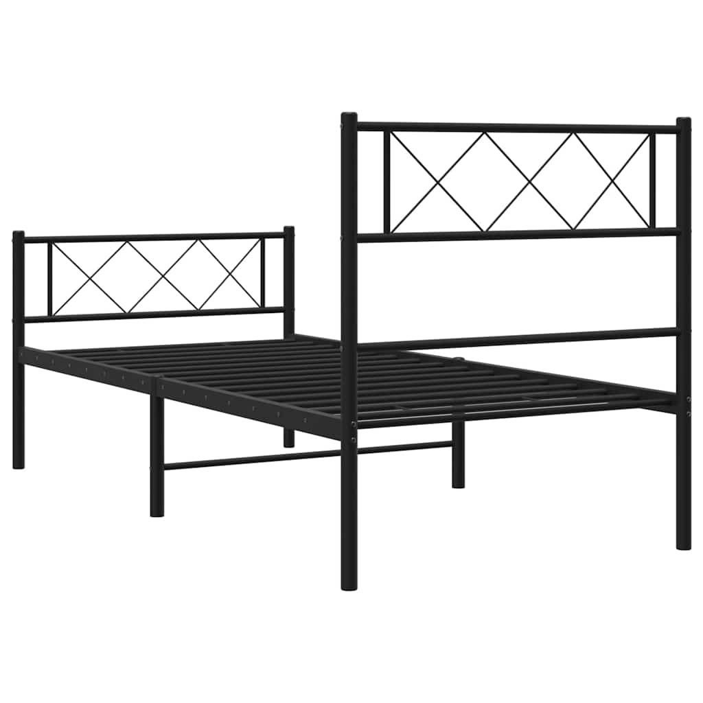 Metal Bed Frame without Mattress with Footboard Black 100x200cm
