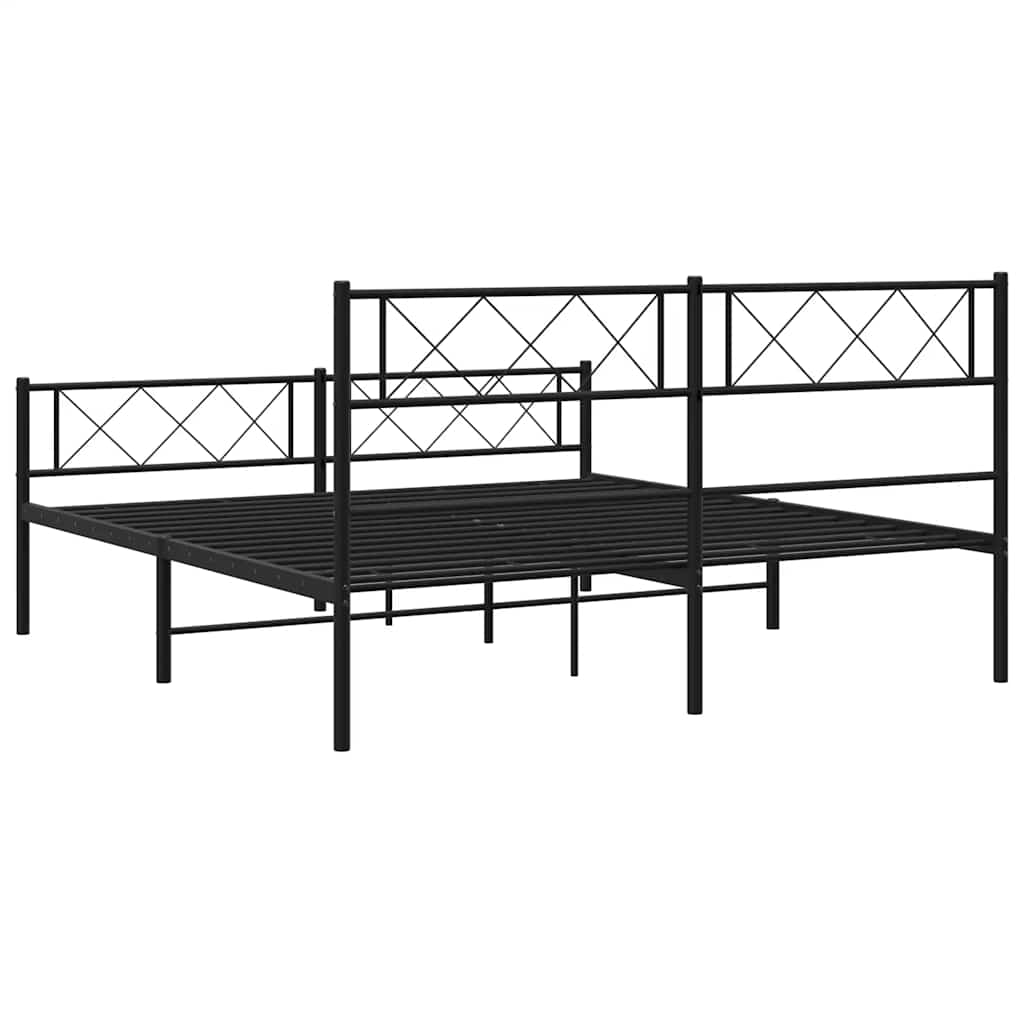 Metal Bed Frame without Mattress with Footboard Black 120x200cm