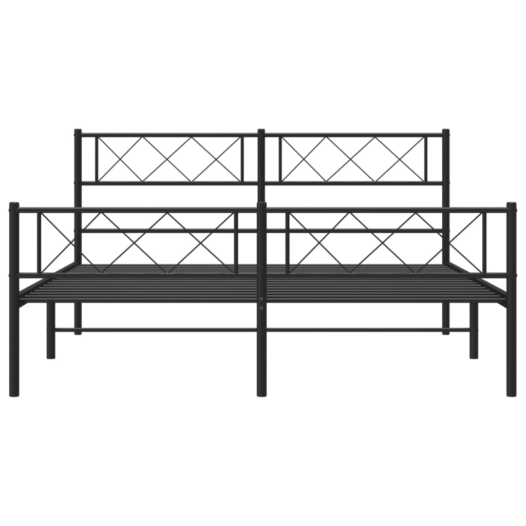 Metal Bed Frame without Mattress with Footboard Black 140x190cm