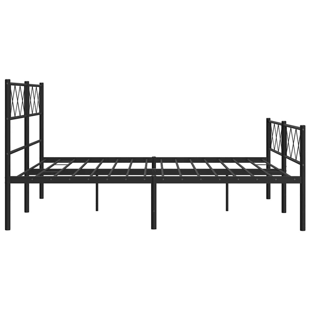Metal Bed Frame without Mattress with Footboard Black 150x200cm