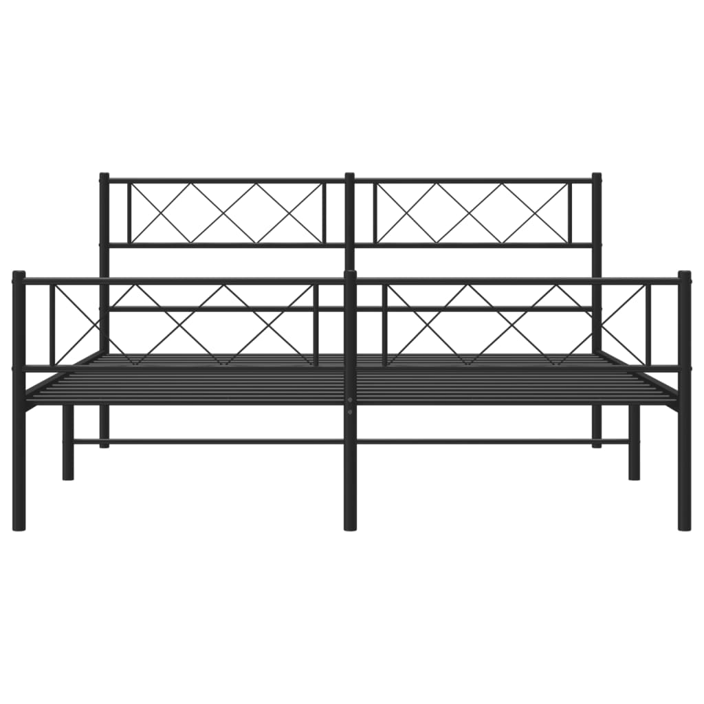 vidaXL Metal Bed Frame without Mattress with Footboard Black 160x200cm