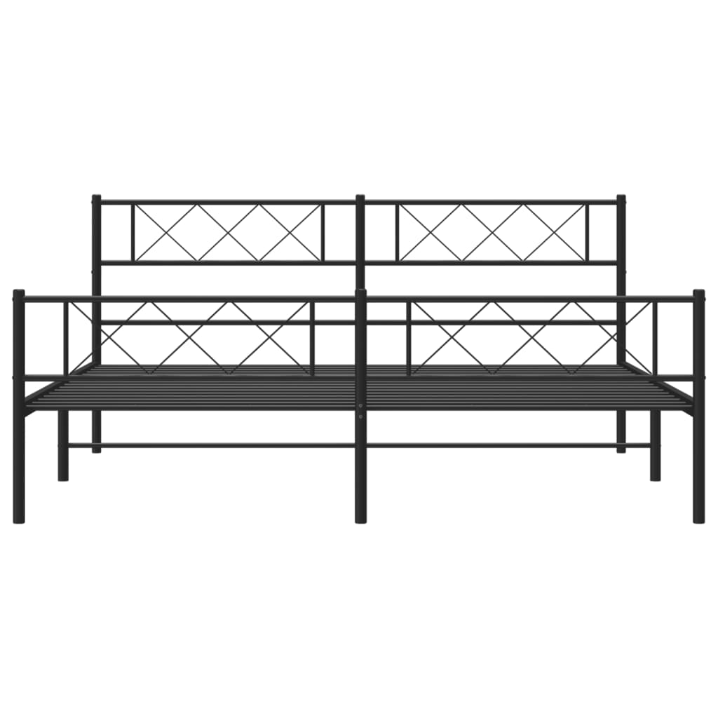 vidaXL Metal Bed Frame without Mattress with Footboard Black 180x200cm