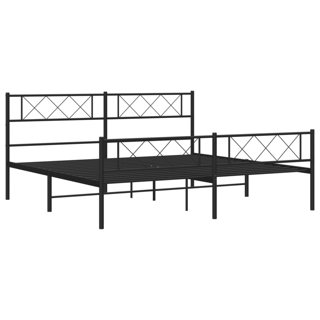 vidaXL Metal Bed Frame without Mattress with Footboard Black 180x200cm