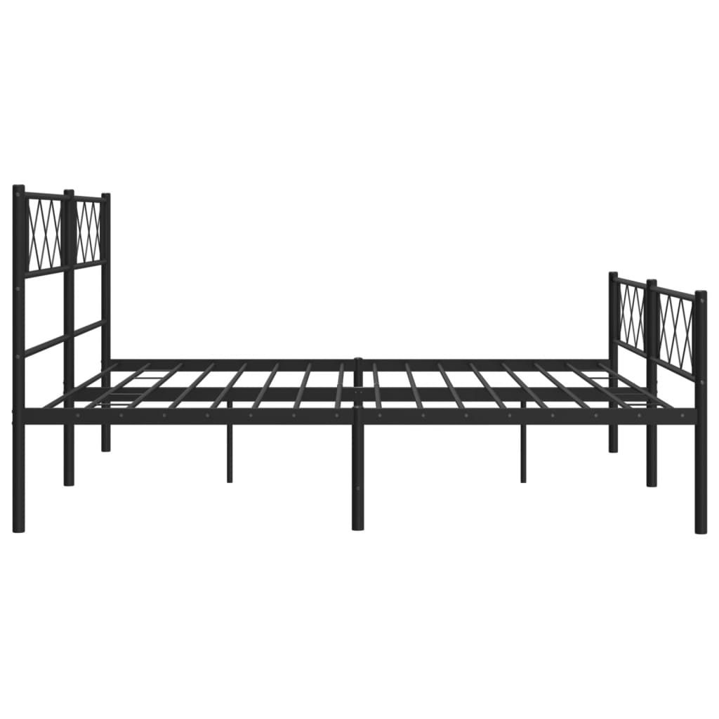 vidaXL Metal Bed Frame without Mattress with Footboard Black 180x200cm