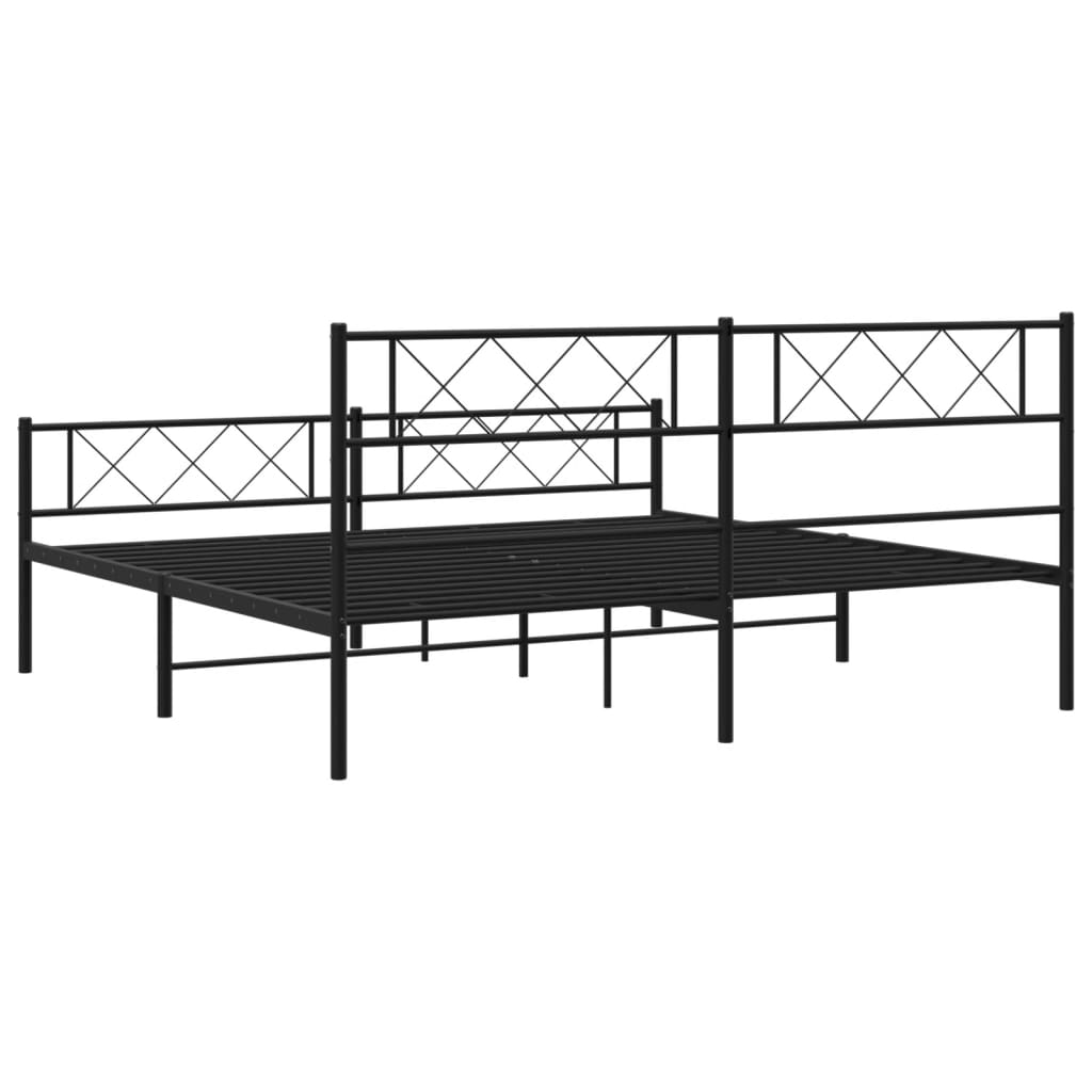 vidaXL Metal Bed Frame without Mattress with Footboard Black 180x200cm