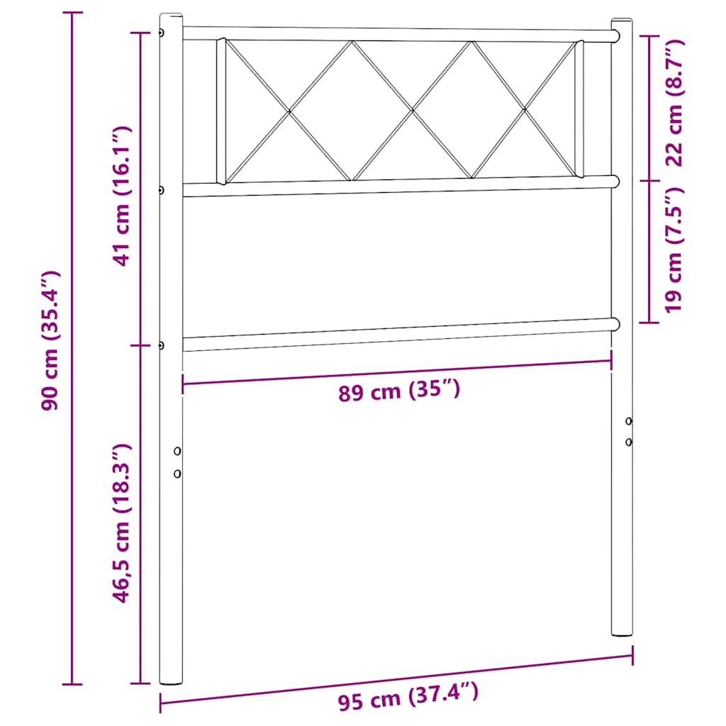 Metal Replace Headboard Black 90 cm