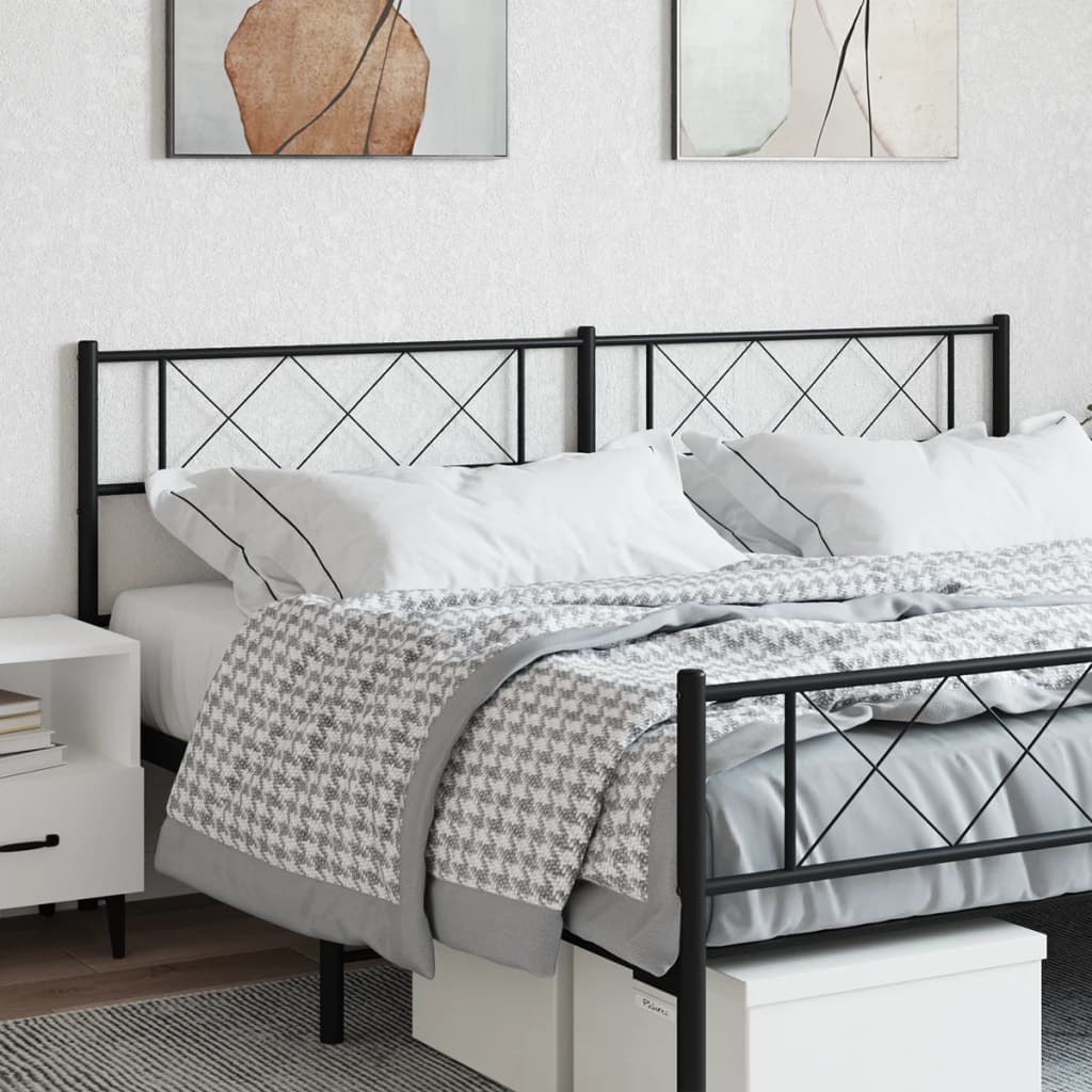 vidaXL Metal Headboard Black 160 cm