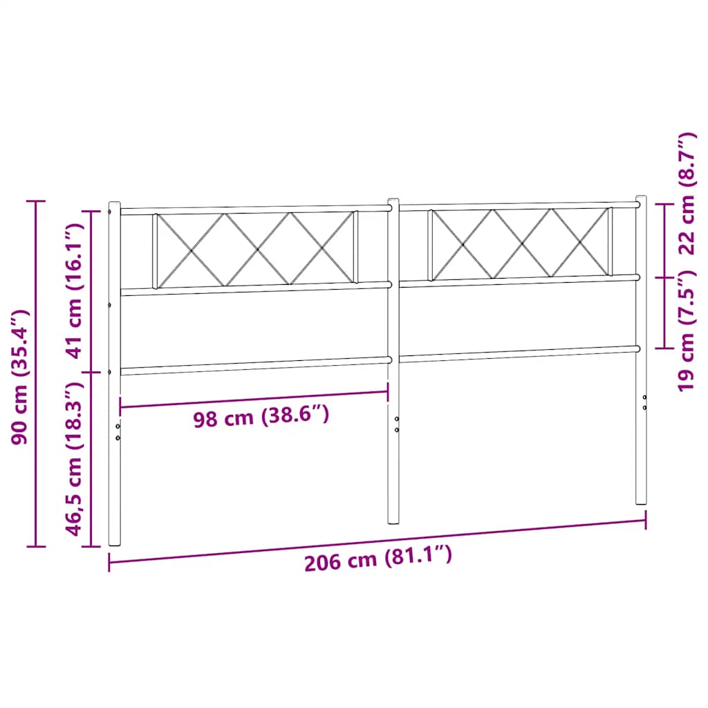 Metal Replace Headboard Black 200 cm
