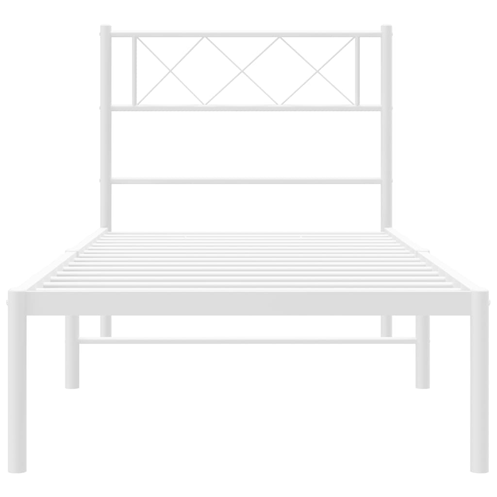 vidaXL Metal Bed Frame without Mattress with Headboard White 90x200cm