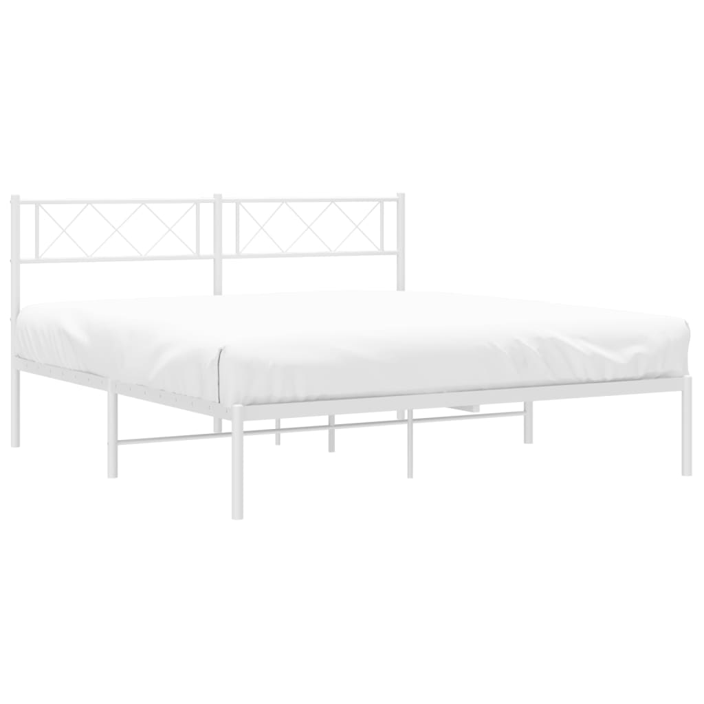 vidaXL Metal Bed Frame without Mattress with Headboard White 120x190cm