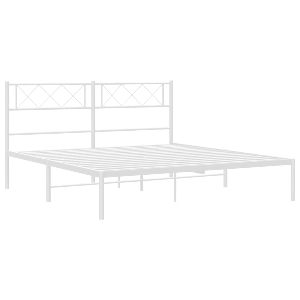 vidaXL Metal Bed Frame without Mattress with Headboard White 120x190cm