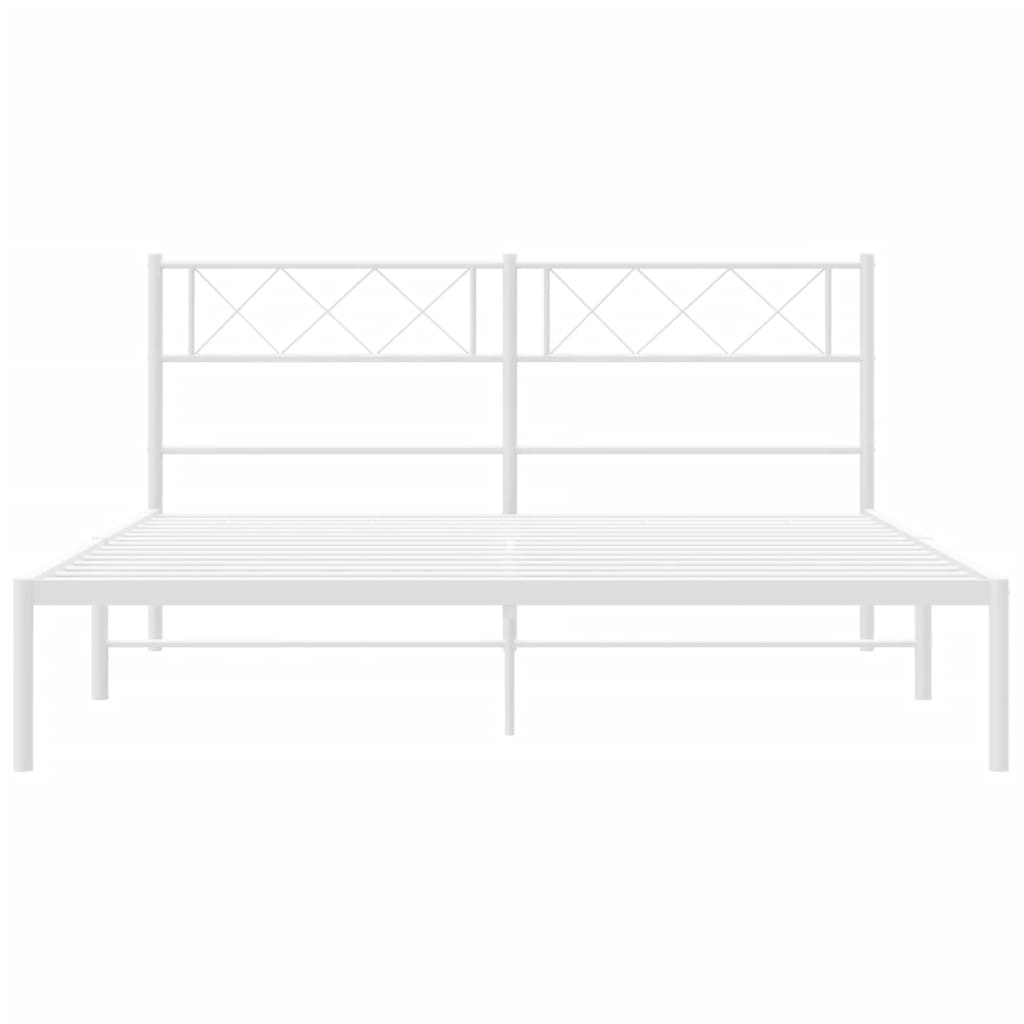 vidaXL Metal Bed Frame without Mattress with Headboard White 120x190cm