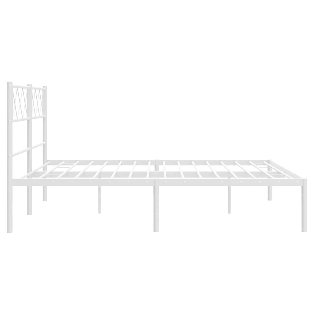 vidaXL Metal Bed Frame without Mattress with Headboard White 120x190cm