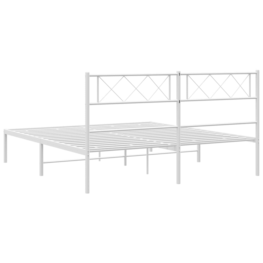 vidaXL Metal Bed Frame without Mattress with Headboard White 120x190cm