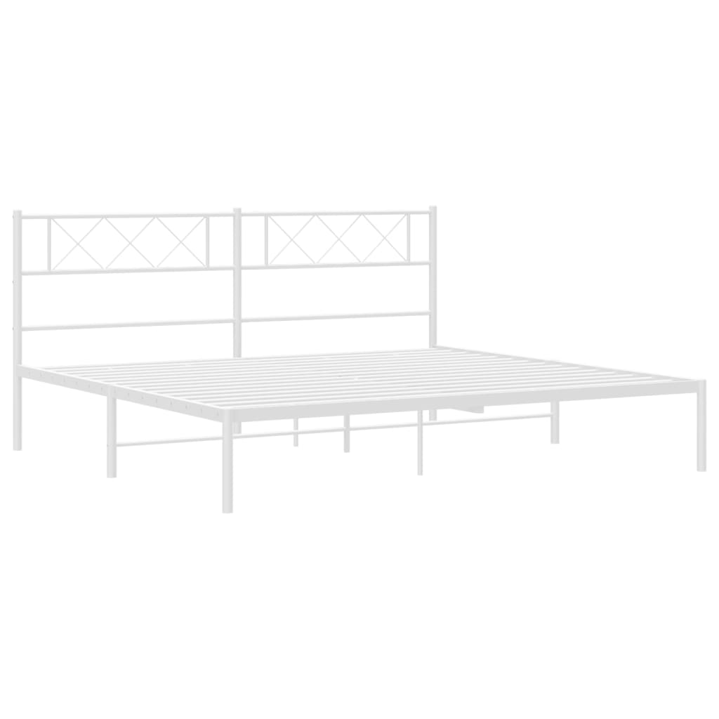 vidaXL Metal Bed Frame without Mattress with Headboard White 160x200cm