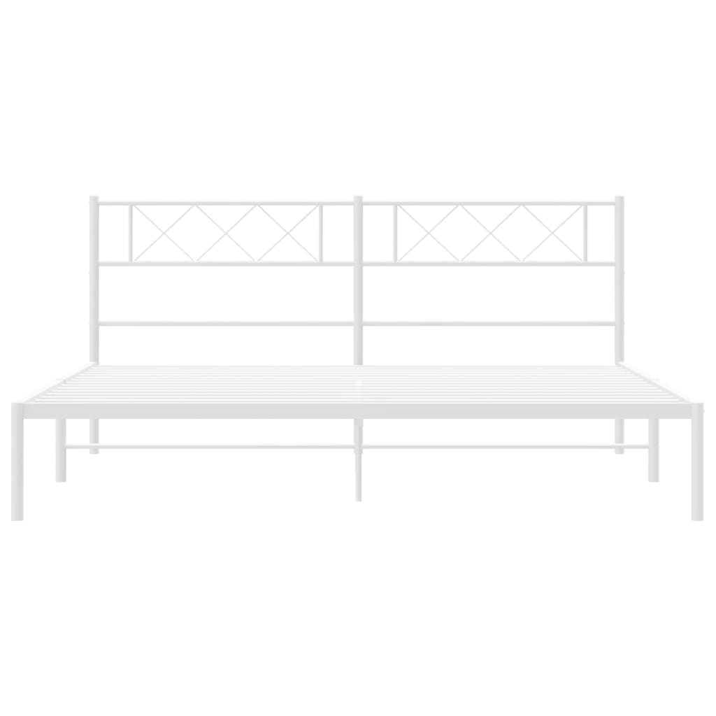 vidaXL Metal Bed Frame without Mattress with Headboard White 160x200cm