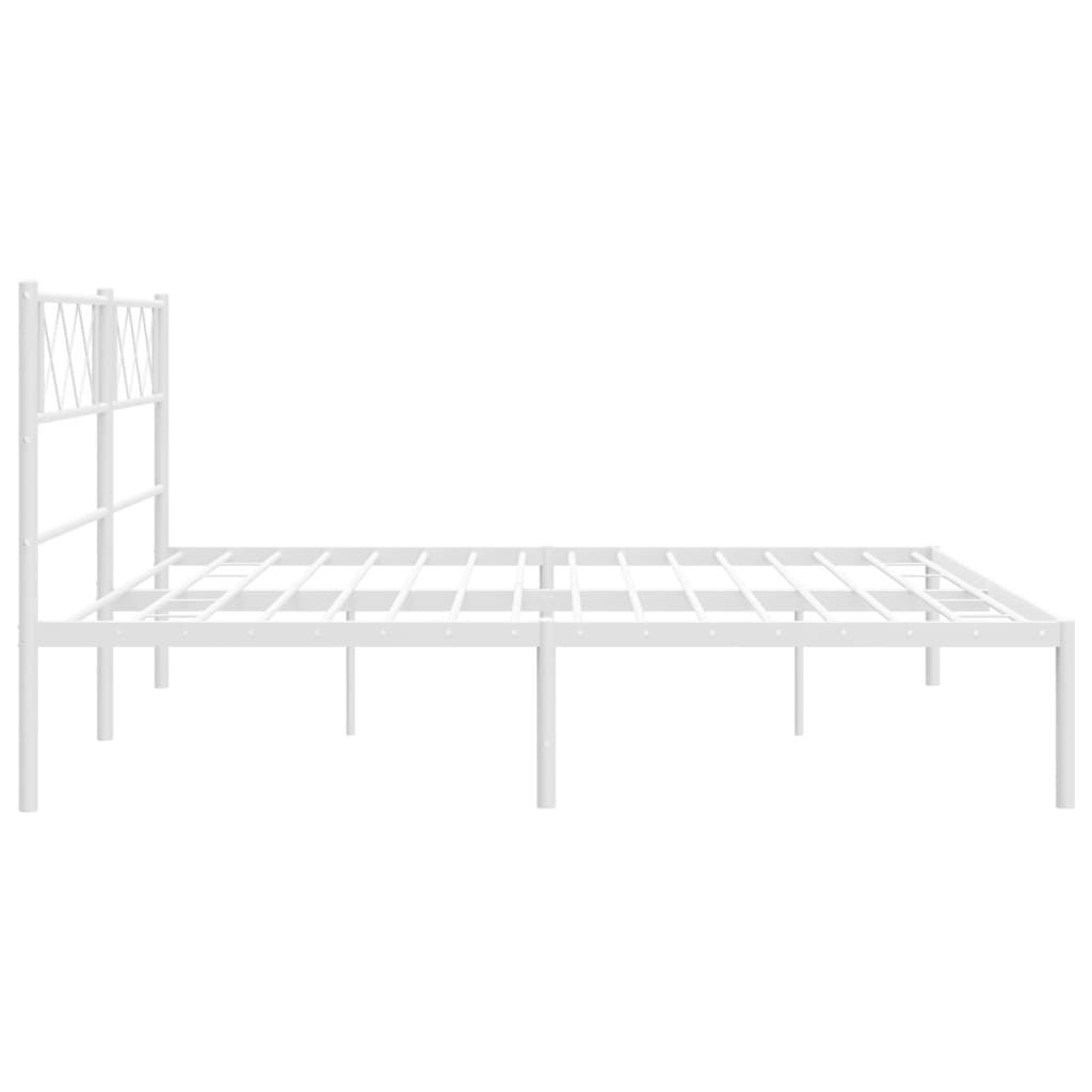 vidaXL Metal Bed Frame without Mattress with Headboard White 160x200cm