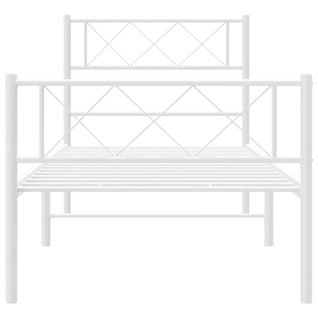 vidaXL Metal Bed Frame without Mattress with Footboard White 100x190cm