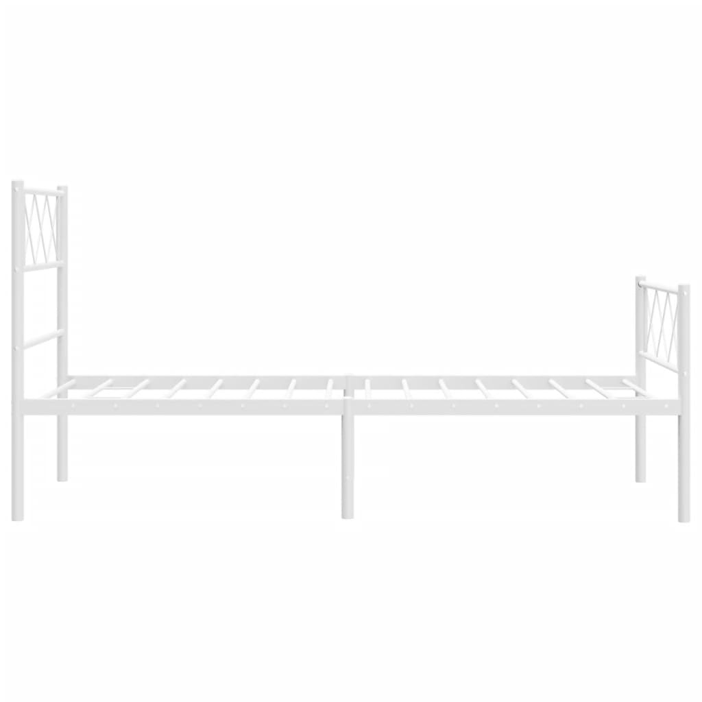 vidaXL Metal Bed Frame without Mattress with Footboard White 100x190cm