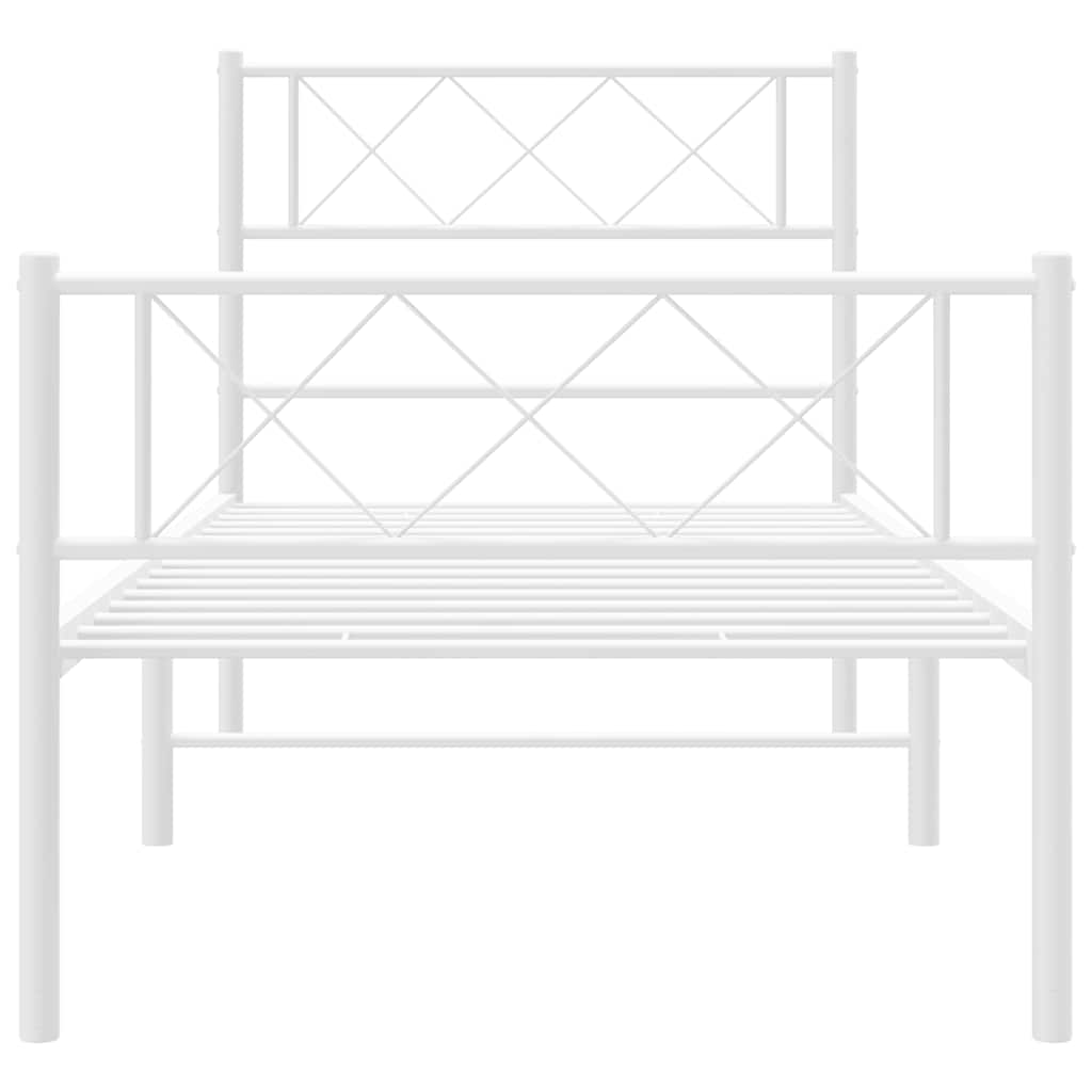 Metal Bed Frame without Mattress with Footboard White 100x200cm