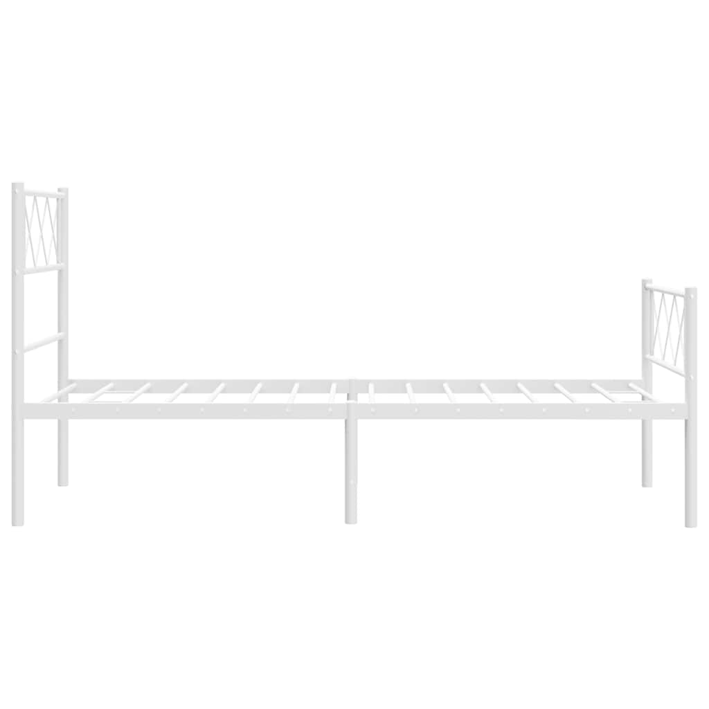 Metal Bed Frame without Mattress with Footboard White 100x200cm
