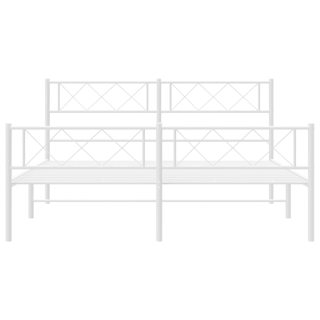 vidaXL Metal Bed Frame without Mattress with Footboard White 120x190cm