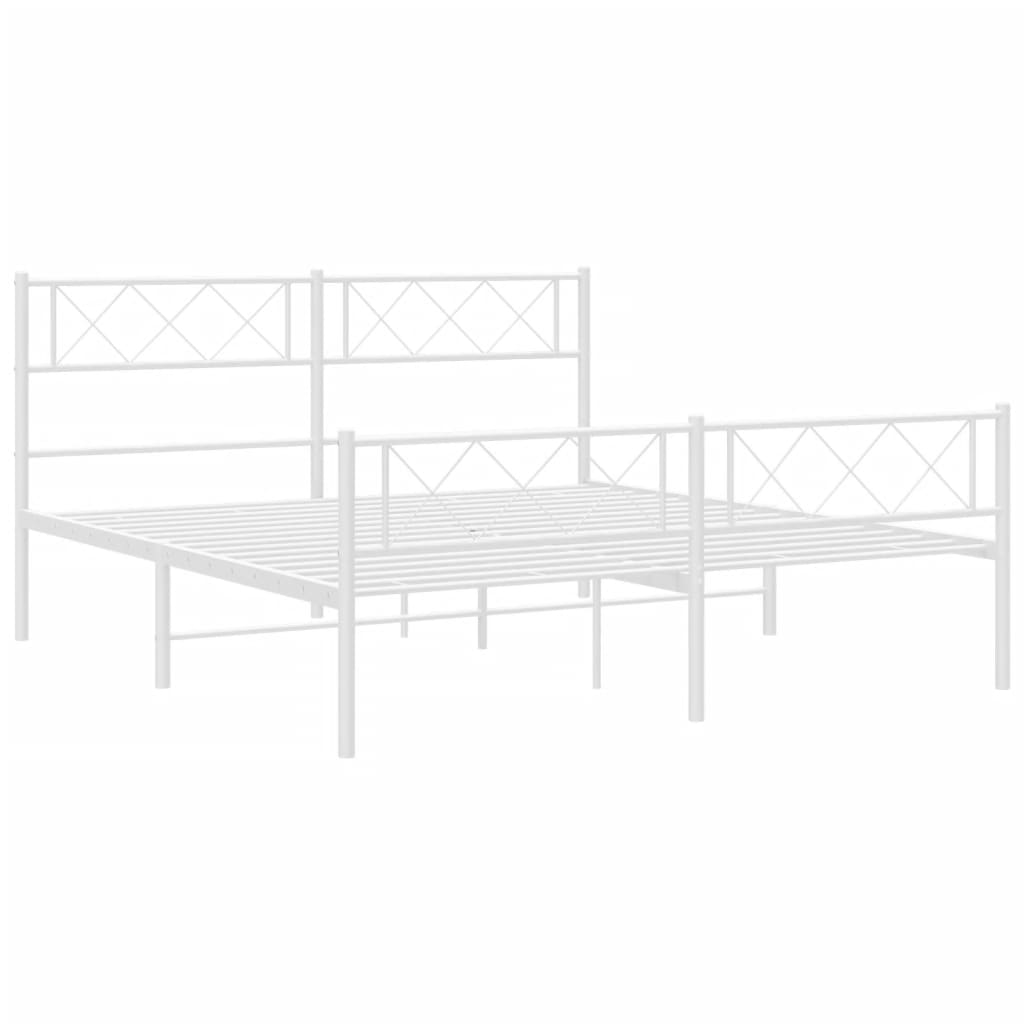 vidaXL Metal Bed Frame without Mattress with Footboard White 120x190cm