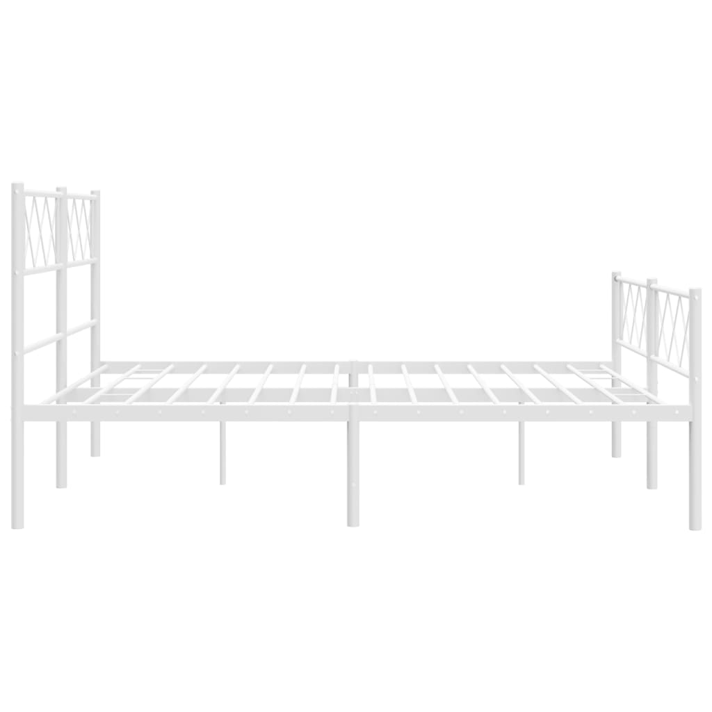 vidaXL Metal Bed Frame without Mattress with Footboard White 120x190cm