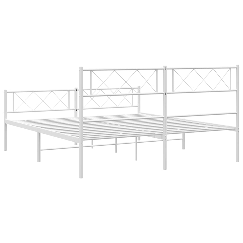 vidaXL Metal Bed Frame without Mattress with Footboard White 120x190cm