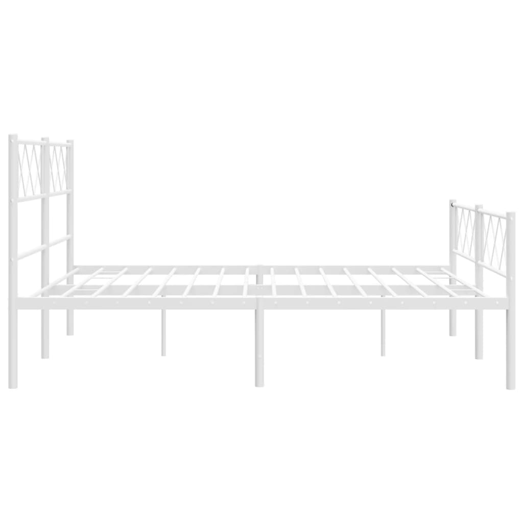 Metal Bed Frame without Mattress with Footboard White 140x190cm